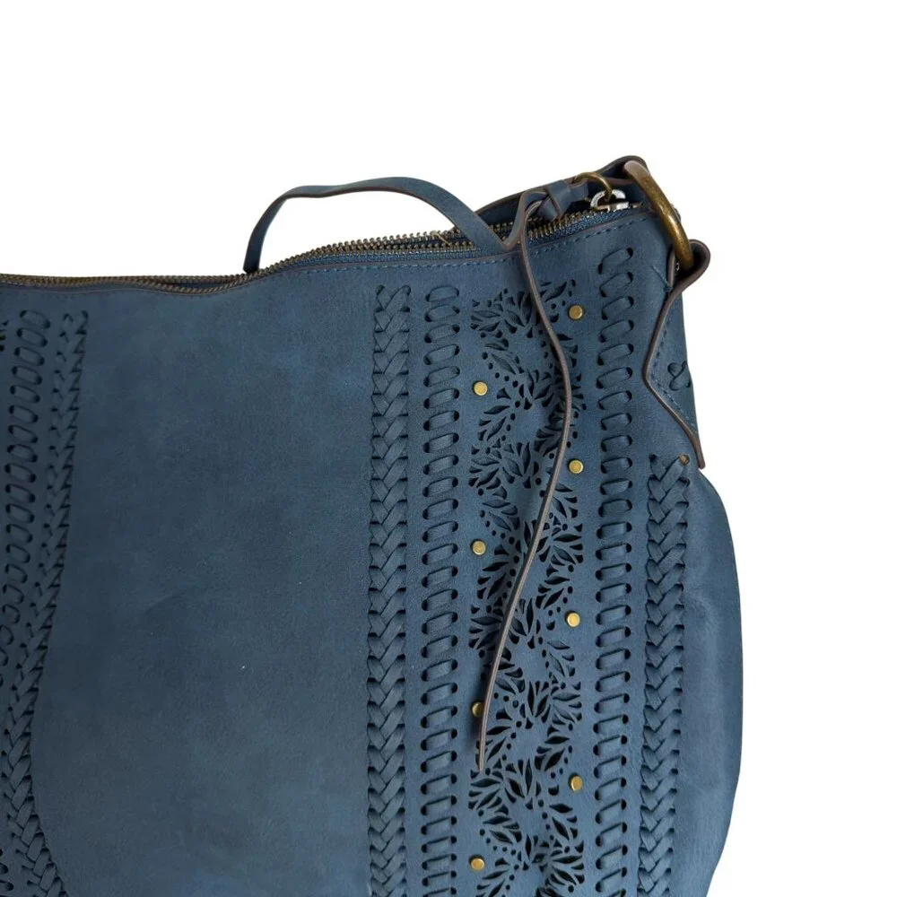 Elle Jae Gypset Palomina Crossbody Hobo Shoulder Bag Blue Gypsy Hippie Braided - Picture 2 of 9